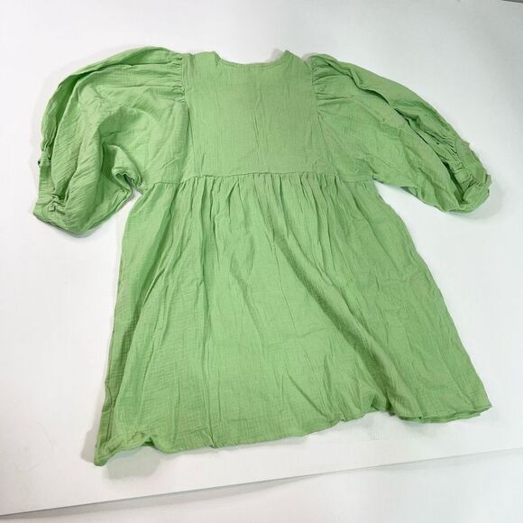 Talulah Dress Womens Large Green Gauze Puff Sleeve Mini Ladies Keyhole - Picture 9 of 12